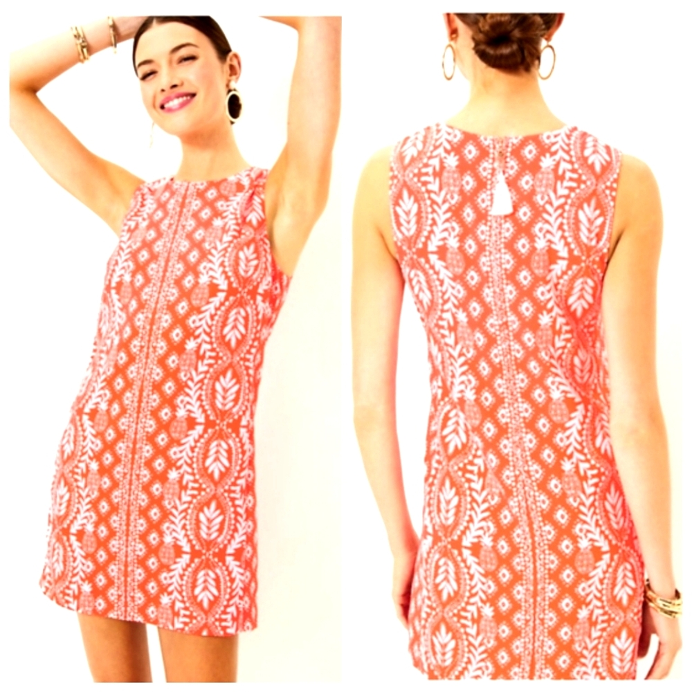 Nwt Lilly Pulitzer Edita  Orange/White Sleeveless Shift Mini Dress
